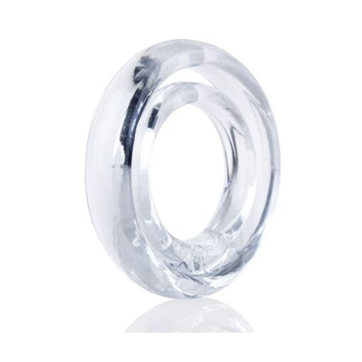 A clear ring on a white surface.