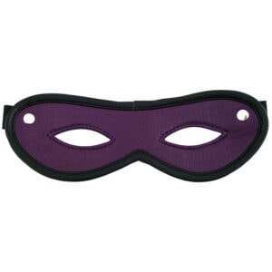 A purple and black mask on a white background.