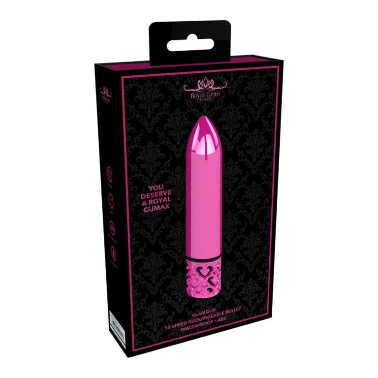Royal Gems Glamour Rechargeable Bullet Pink Mini Vibrators Smooth Coated Plastic detail