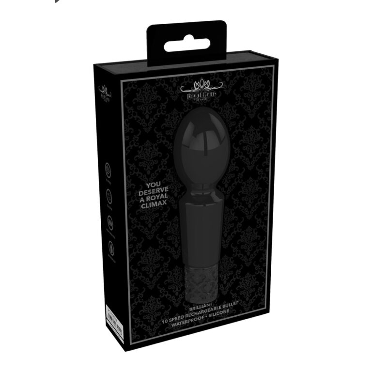 Royal Gems Brilliant Rechargeable Bullet Black Mini Vibrators Silicone detail