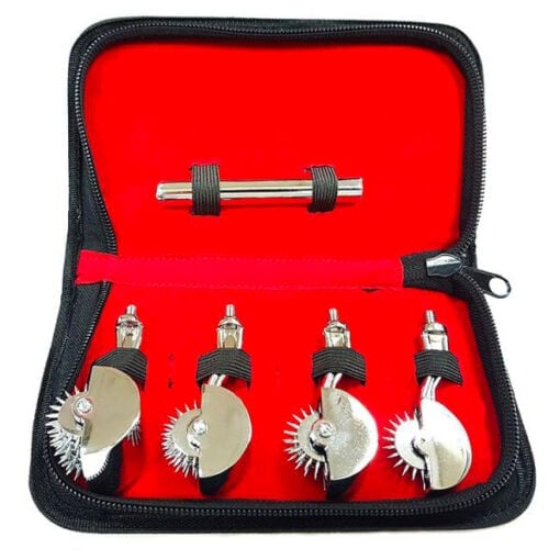 A case containing a set of metal tweezers and tweezers.