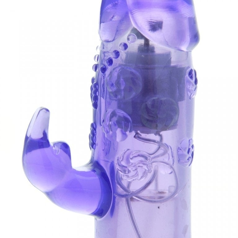 First Time Bunny Teaser Vibrator Clit Stims & Bunny Style Purple Skin Safe Rubber detail