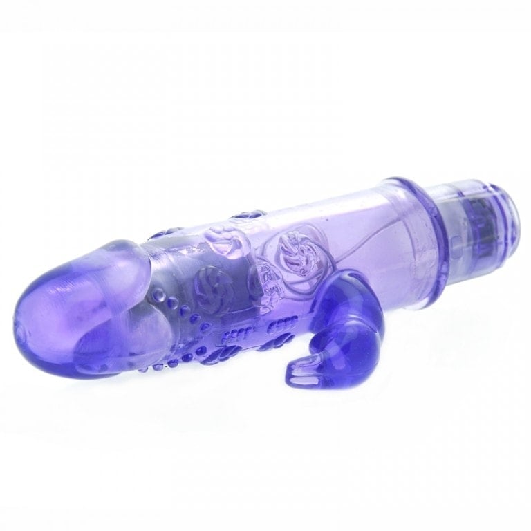 First Time Bunny Teaser Vibrator Clit Stims & Bunny Style Purple Skin Safe Rubber detail