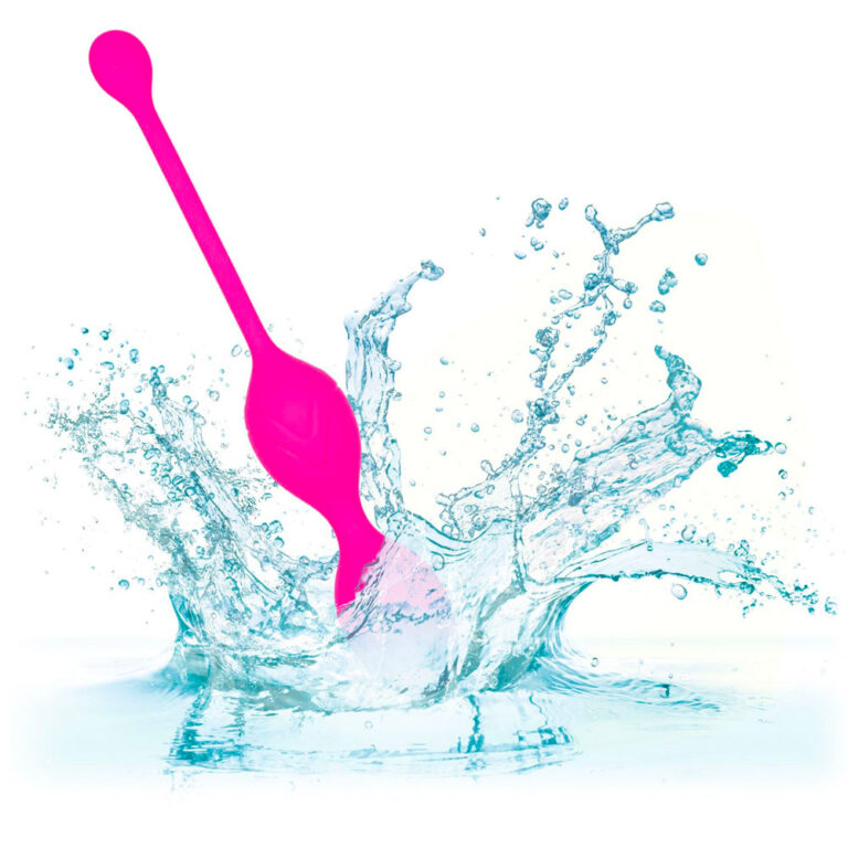 Pink water flosser splashing into water, promoting intimate hygiene and personal wellness products.