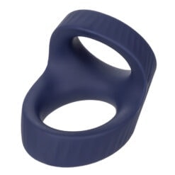 A blue plastic ring with an octagon shape.