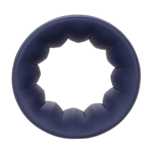 An image of a blue ring on a white background.