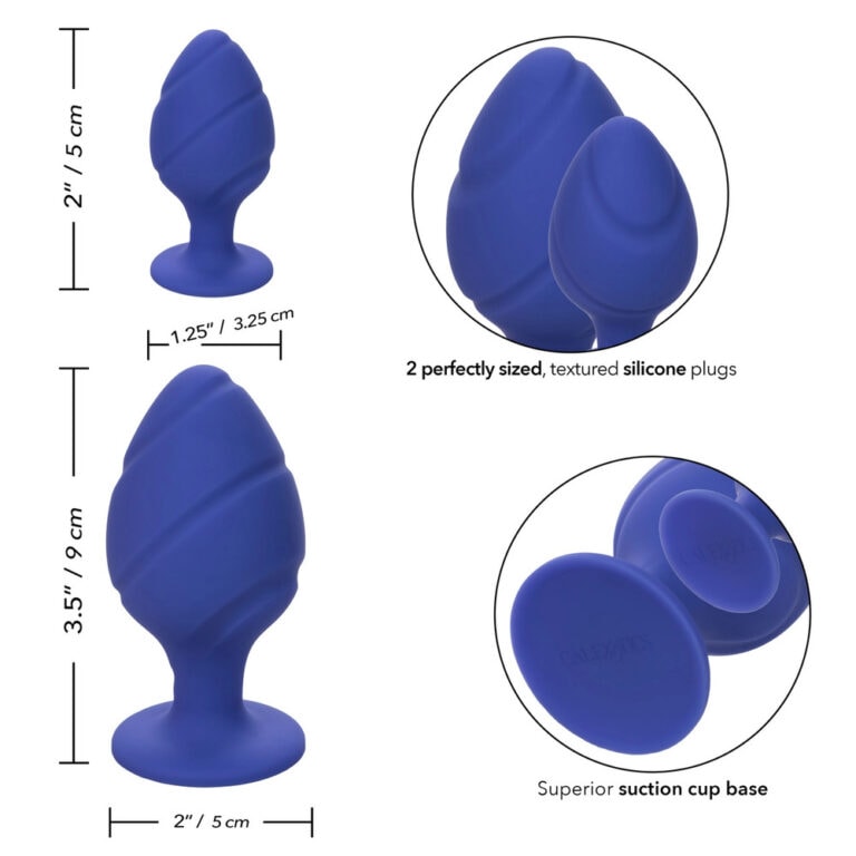 High-quality textured silicone plugs with suction cup base for versatile use and easy stability. Perfect for intimate pleasure, designed for comfort and durability.