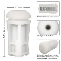 Optimum Power Pulsar Stroker Replacement Sleeve Soft white textured silicone male stroker with detailed chamber for enhanced sensation, ultra-tight fit, and compatible with Optimum Power Pulsar Stroker or used as a standalone stroker sleeve.