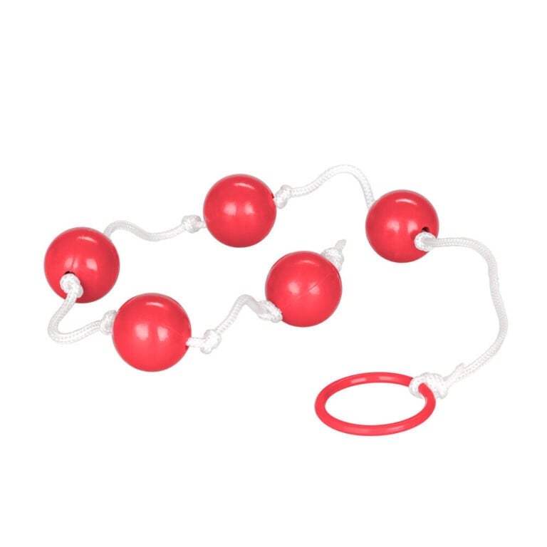 SEO-friendly ALT tag: Vibrant adult sensory beads with red spheres and a loop, designed for intimate pleasure and sensory stimulation, perfect for enhancing sexual experiences and arousal.