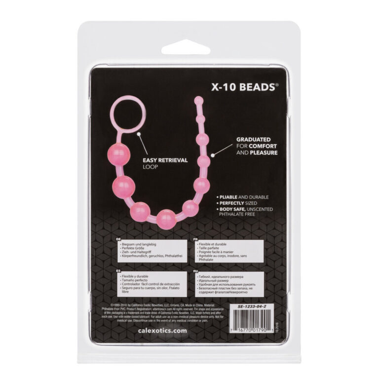 Enhanced SEO-friendly ALT tag: Pink X-10 Beads pleasure toy for intimate stimulation, featuring easy retrieval loop, flexible design, and body-safe materials for comfort and pleasure.