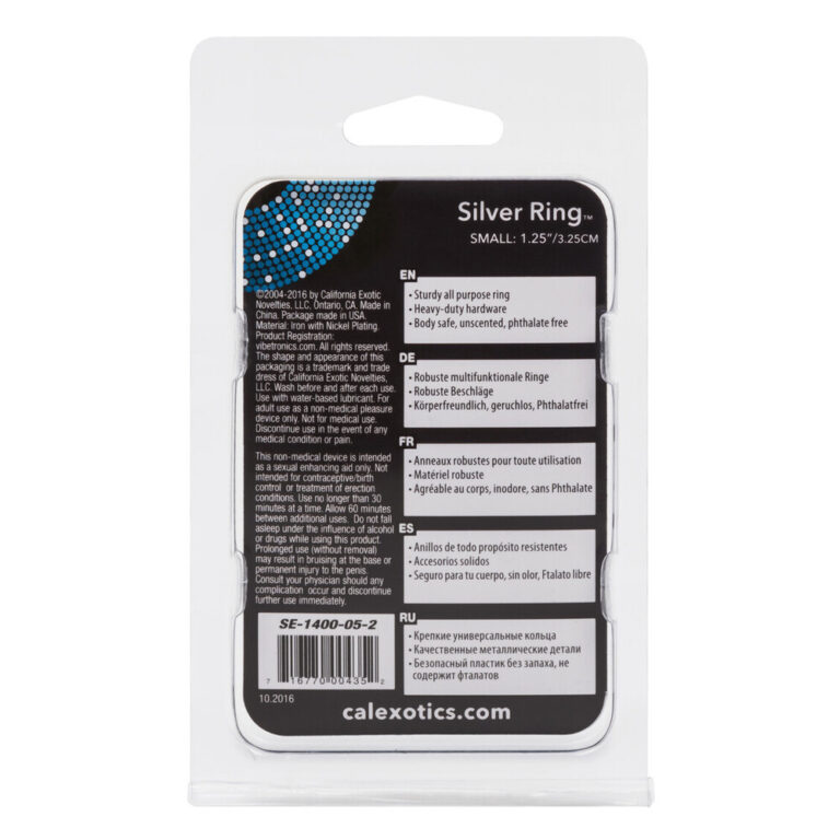 High-quality silver ring for enhanced intimacy and pleasure, designed for safe use. Made from body-safe, unscented, phthalate-free materials, suitable for discreet and comfortable wear.
