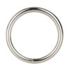 A stainless steel ring on a white background.