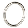A stainless steel ring on a white background.