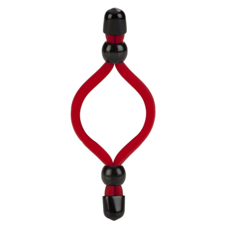 An erotic BDSM pleasure rope with black and red design, ideal for bondage and sensation play. Made from high-quality materials, it enhances intimacy and adds excitement to adult role-play scenarios.