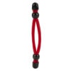 A red and black sex toy on a white background.