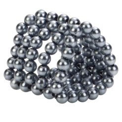 A ring of grey pearl beads on a white background.