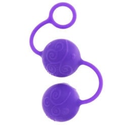 Kegel balls for pelvic floor strengthening and sexual health enhancement, made from body-safe silicone with a decorative swirl design, ideal for women’s intimate wellness.