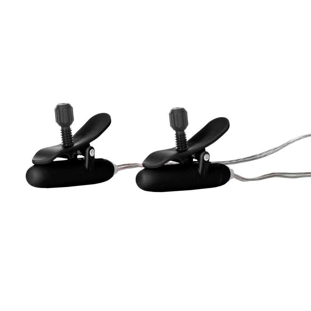 A pair of black clitoral stimulators with adjustable pressure controls, designed for intimate pleasure and sexual wellness. Perfect for enhancing arousal and exploring personal intimacy.