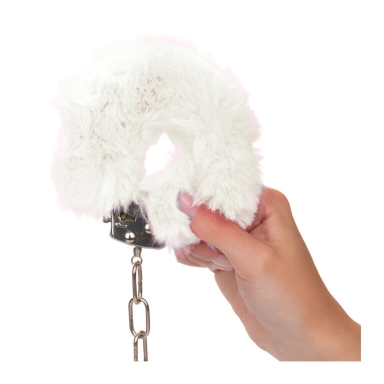 Soft, plush furry handcuffs for adult intimacy and BDSM play, designed for comfort and sensual restraint, ideal for enhancing intimacy and exploring fantasies.