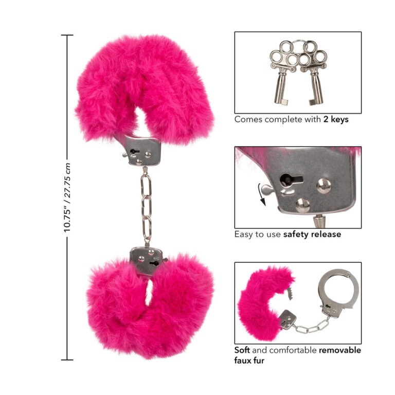 Enhance intimacy with these soft, removable faux fur handcuffs, featuring easy safety release and included keys for secure, playful experiences.