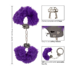 Furry handcuffs featuring soft faux fur, easy safety release, and comes with 2 keys for secure and playful bondage experiences. Perfect for enhancing intimacy and exploring new sensations.