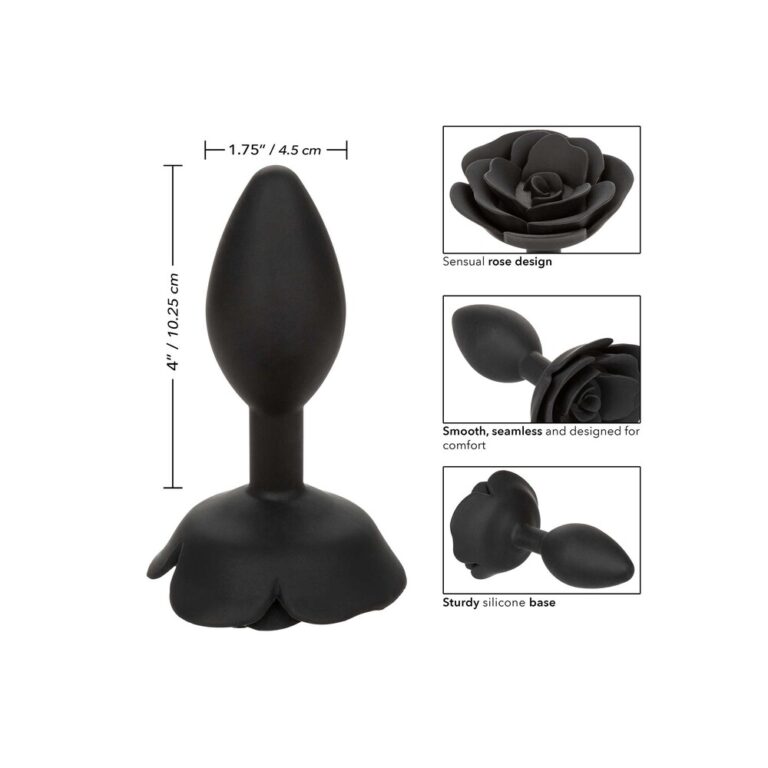 CalExotics Forbidden Large Rose Anal Plug Tail Butt Plugs Black Silicone detail
