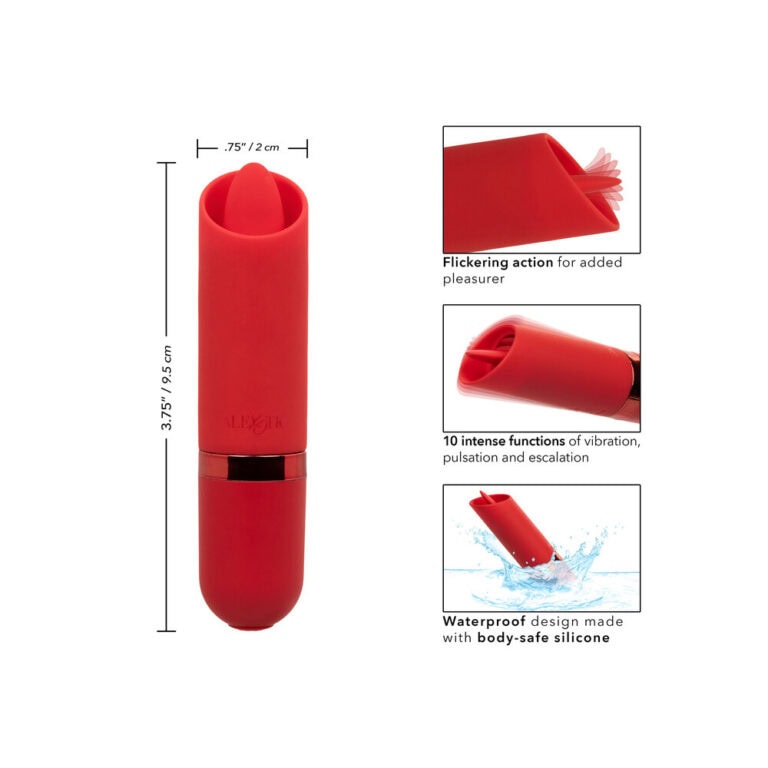 Compact vibrator for enhanced sexual pleasure, featuring flickering action, multiple vibration functions, and waterproof silicone construction for safe, versatile use.