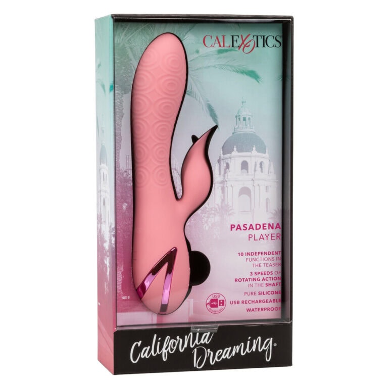 Rechargeable Pasadena Player Clit Vibrator Clit Stims & Bunny Style Pink Silicone detail
