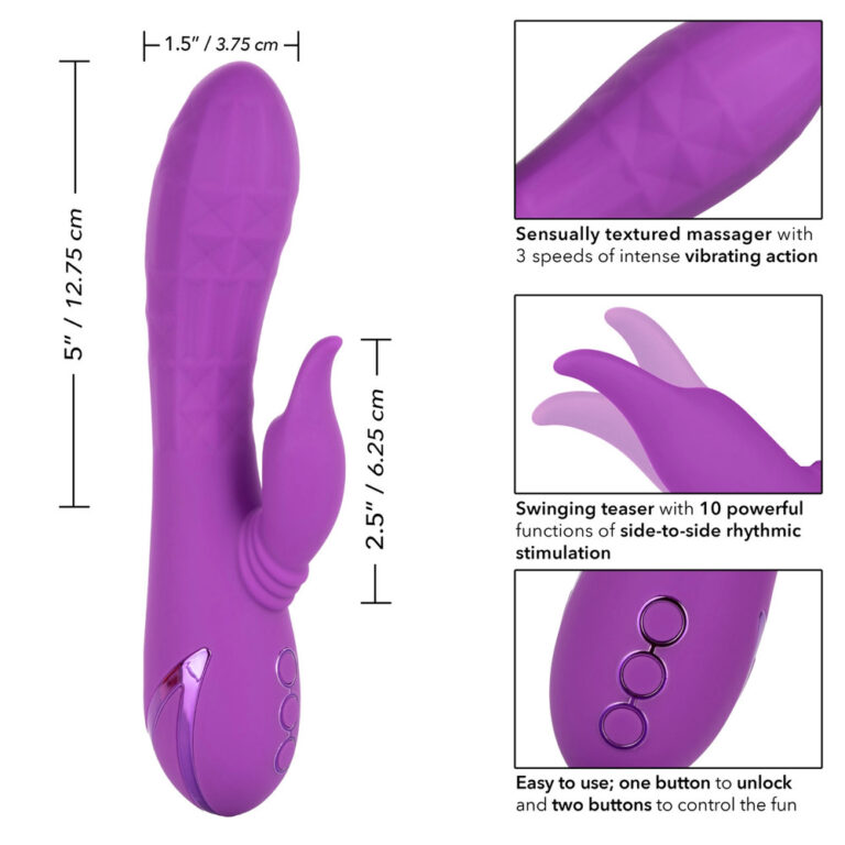 Rechargeable Valley Vamp Clit Vibrator Clit Stims & Bunny Style Purple Silicone detail