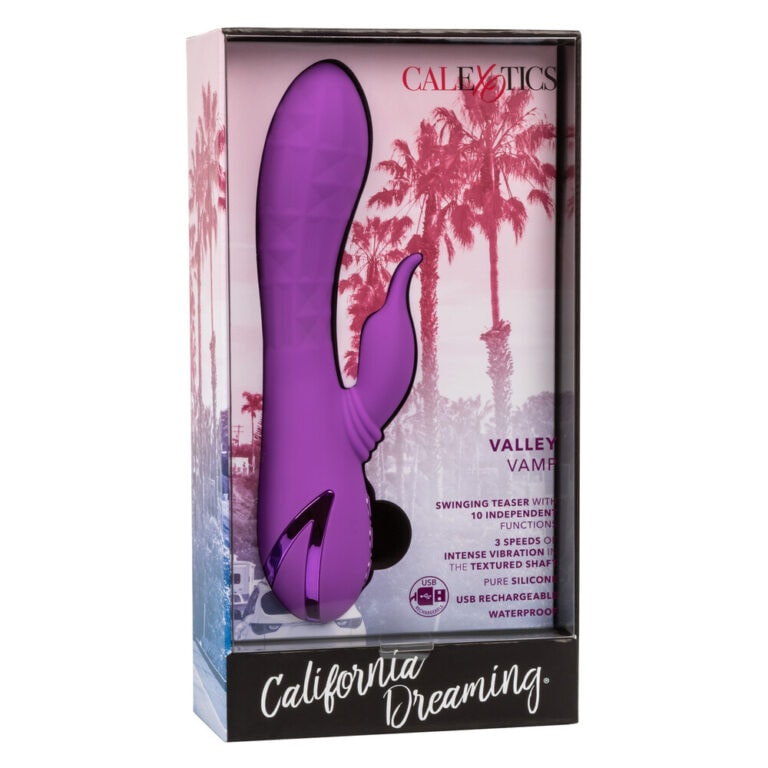 Rechargeable Valley Vamp Clit Vibrator Clit Stims & Bunny Style Purple Silicone detail