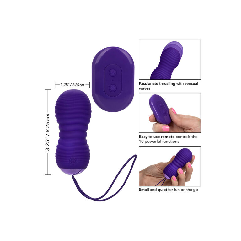 Purple silicone ribbed bullet vibrator with remote control
