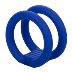 A blue rubber ring on a white background.