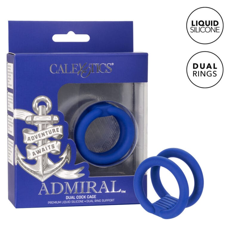 Admiral dual cock ring made of liquid silicone with dual rings for enhanced pleasure and support, designed for comfort and durability. Perfect for couples seeking intimacy enhancement.
