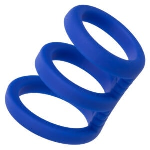 A blue rubber ring with three rings on it.