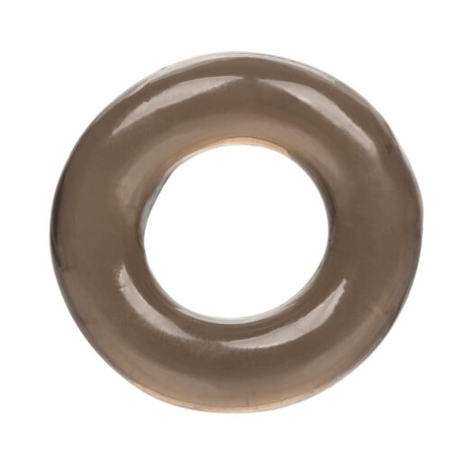 A brown plastic ring on a white background.