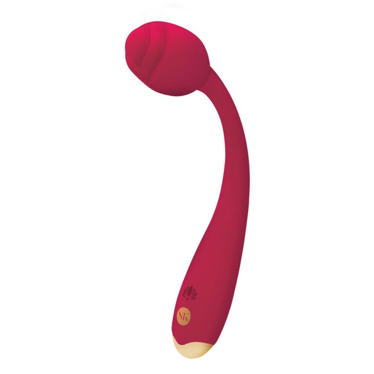 Secret Kisses Rosegasm Long Stem Vibrating G-Spot Vibrators Red Silicone detail
