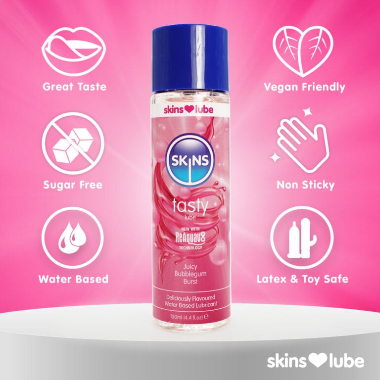 High-quality, water-based lubricant ideal for intimate pleasure, featuring a juicy bubblegum scent, vegan-friendly, non-sticky, and latex & toy safe for enhanced comfort and safety.