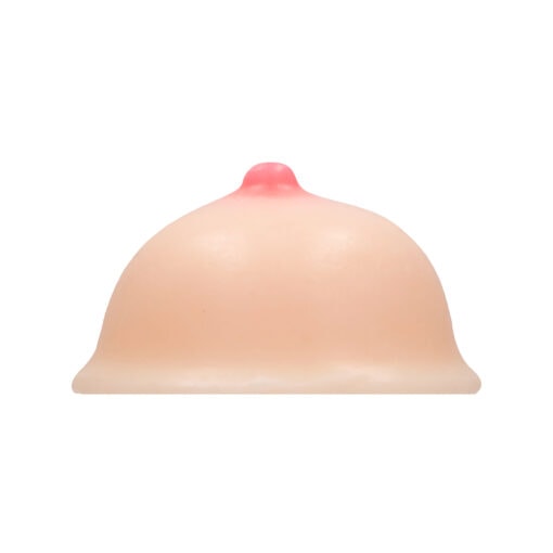 A plastic breast on a white background.