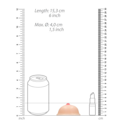 A diagram showing the size of a breast and a can.