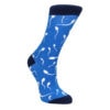 A blue sock with white sperm on it.