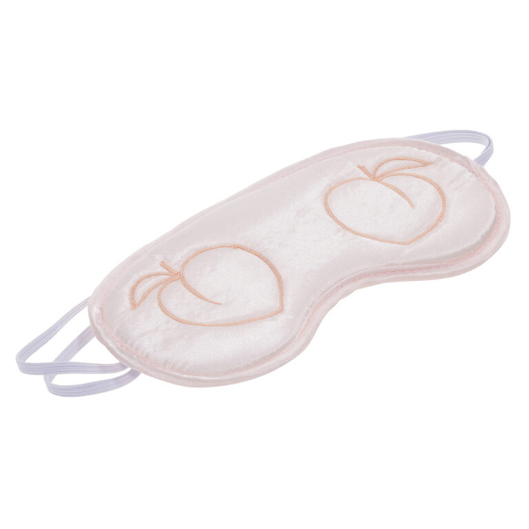 Sleep mask with peach embroidery, designed for relaxation and comfort, ideal for travel or sleep enhancement, made from soft, breathable fabric for a restful night.