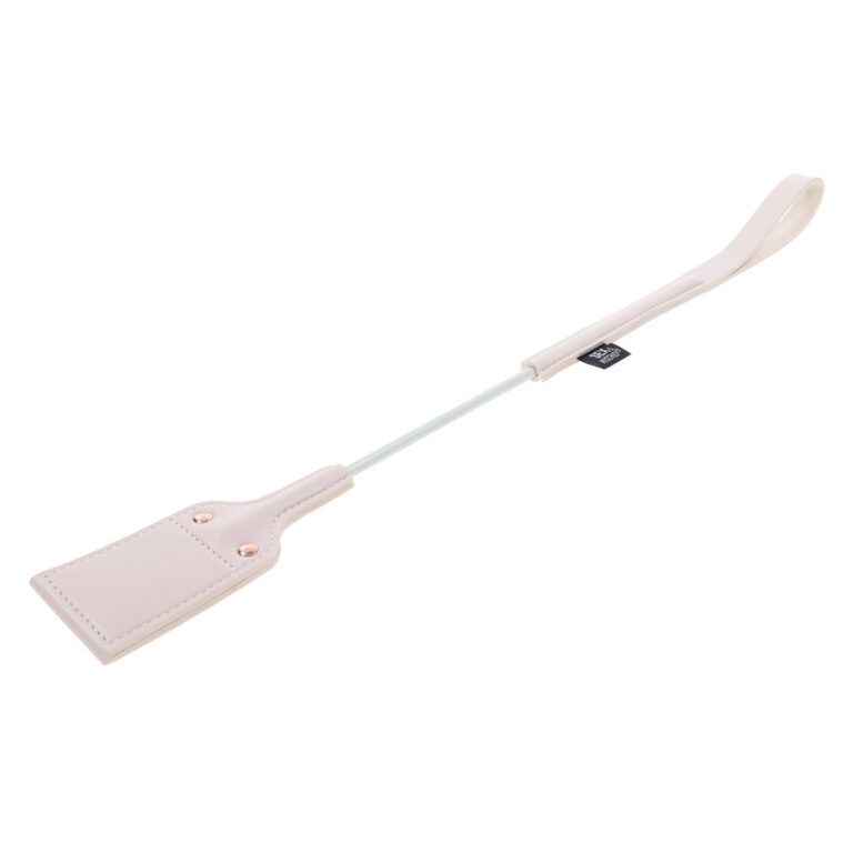 Elegant white leather paddle for sensual and intimate play, designed for adult pleasure and BDSM experiences, crafted with high-quality materials for comfort and durability.