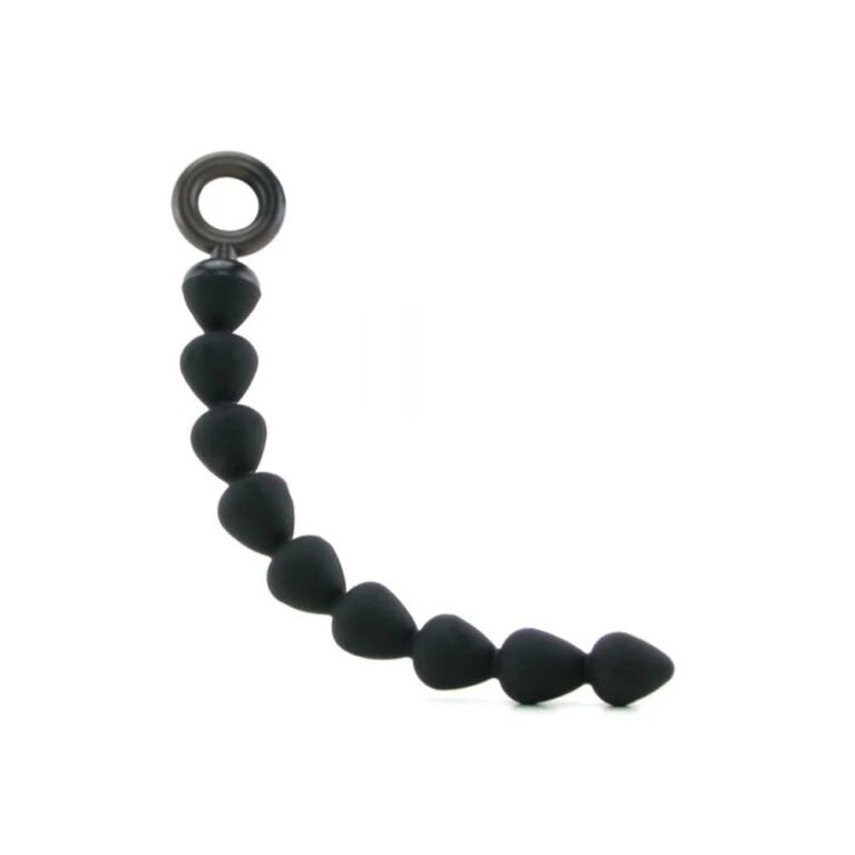 Anal beads made of black silicone, designed for enhanced anal pleasure and stimulation, ideal for adult intimacy and sexual wellness.