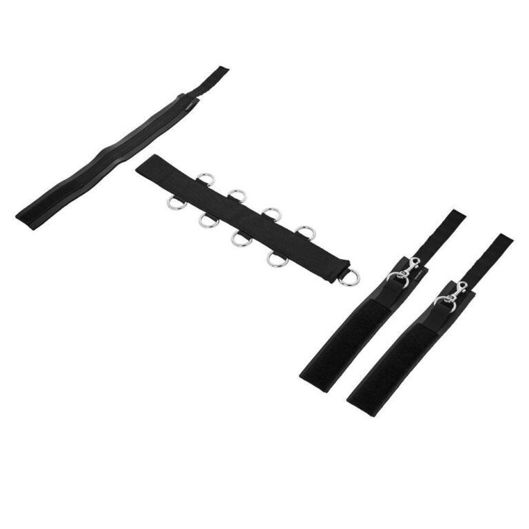 High-quality adjustable BDSM bondage restraint set with straps and metal rings, designed for adult pleasure, sensation play, and BDSM activities. Perfect for enhancing intimacy and exploring limits sa.