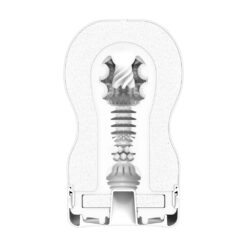 Tenga SD Vacuum Cup Strong Flexible white silicone sex toy with intricate internal structure designed for stimulating pleasure, made from body-safe materials, ideal for adult intimate use.