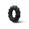 A black twisted ring on a white background.