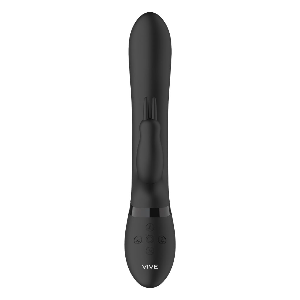 Vive Amoris Black Rabbit Vibrator with Stimulating Beads - side view