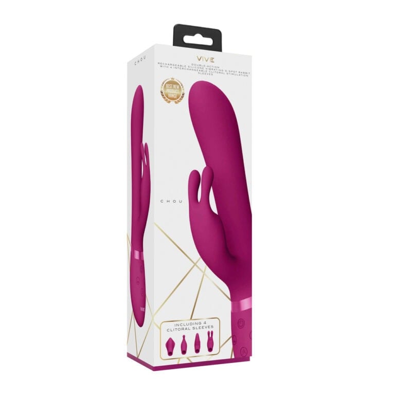 Vive Chou Double Action Interchangeable Rabbit Vibrator Pink Clit Stims & Bunny Style Silicone detail