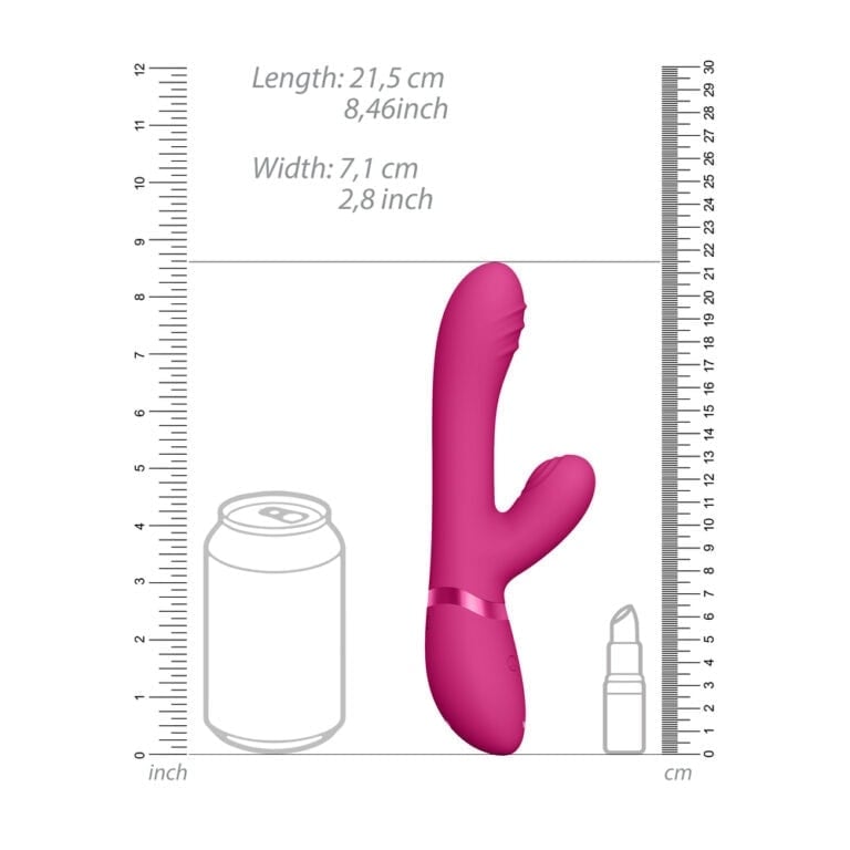 An SEO-friendly image featuring a pink vibrator with a unique shape, accompanied by a soda can and lipstick for scale, highlighting adult pleasure products and innovative sextech solutions.