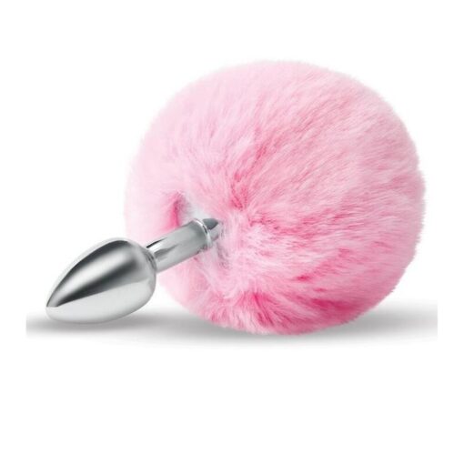 A pink furry ball with a silver spike on it.